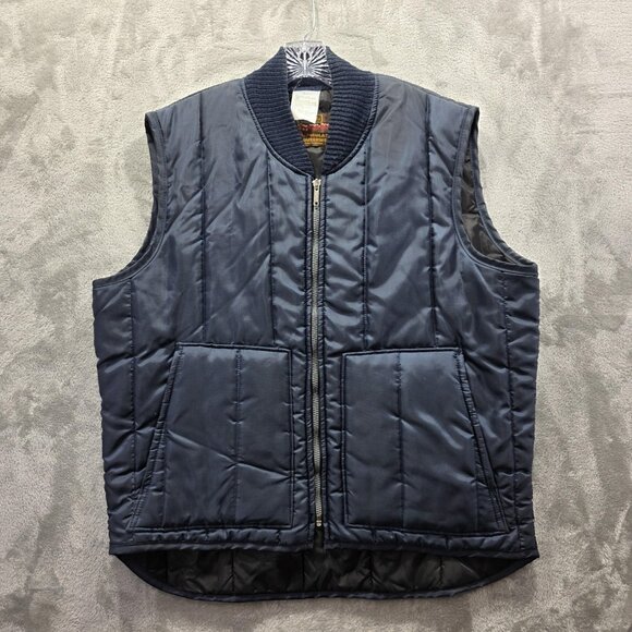 Walls Blizzard-Pruf Vest Mens XL Navy Blue Insulated Quilted Full Zip Workwear - Picture 1 of 8